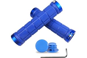 PLATT Bike Handlebar Grips Rubber Comfortable Bicycle Handle Grip for MTB/BMX with Plastic End Caps