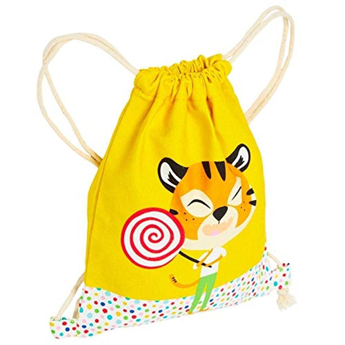 Draeger – Tiger Backpack – 100% Cotton Fabric Bag – Ideal for Storing Toys or Snacks