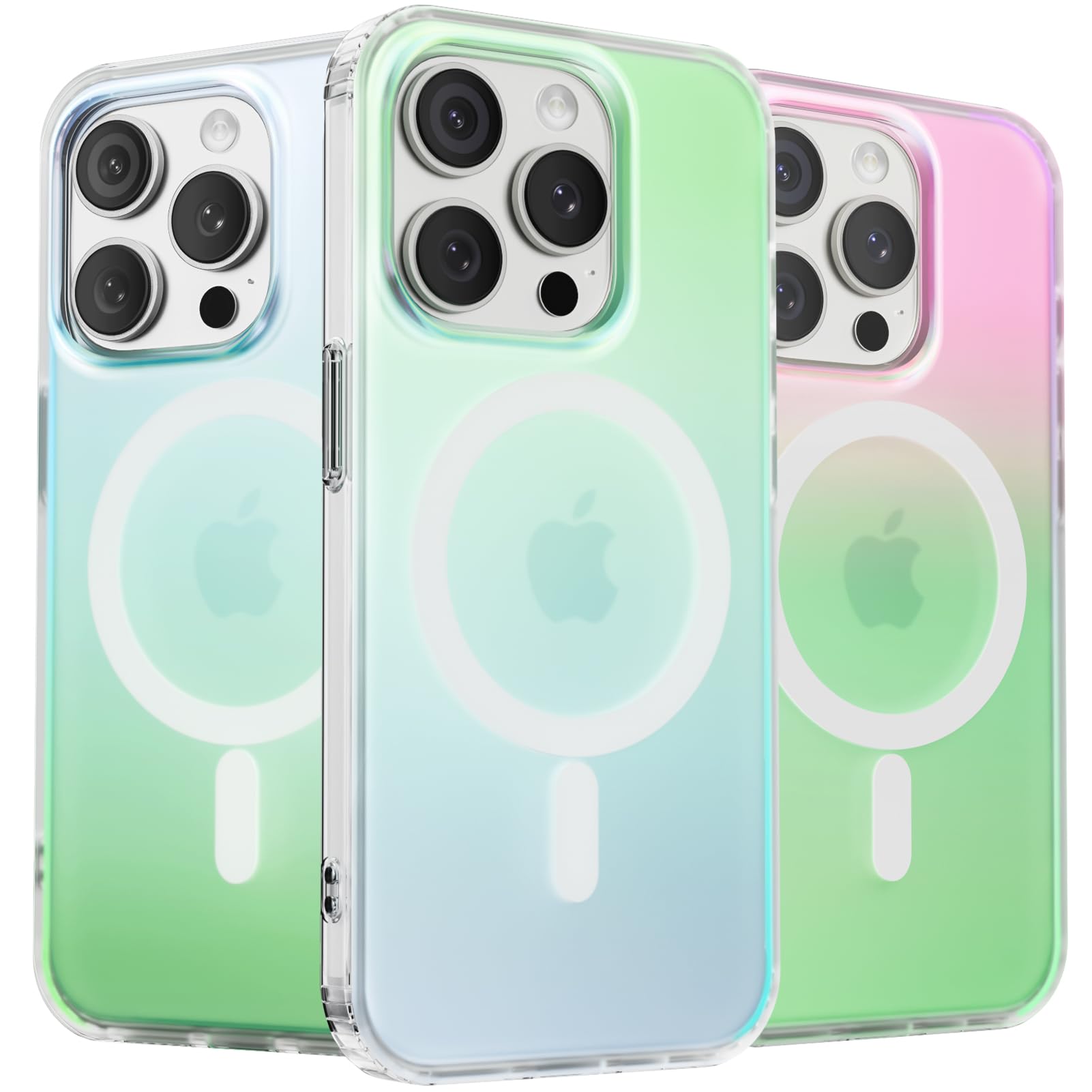 ORNARTO Compatible with iPhone 15 Pro for MagSafe Case,Shockproof Protective Rainbow Case,Wireless Charging Magnetic Phone Cases Cover 6.1 inch-Aurora — image 1