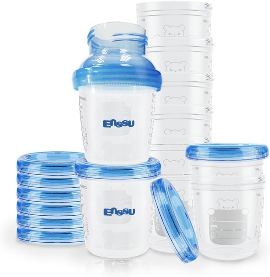 ENSSU Reusable Breast Milk Storage Cups, Leak-Proof 180ML 6.oz Breast Milk Cup, 10pcs No BPA Free