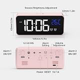 HOMVILLA Digital Alarm Clock with Big LED Temperature Display USB Charging Dual view 2