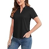 Idtswch Women's V-Neck Polo Shirt Quick-Dry Golf Tennis Top Casual Office Work Short Sleeve