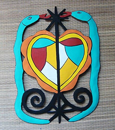Hand Painted Metal Art Vodou Symbol Erzulie Damballa Wall Hanging