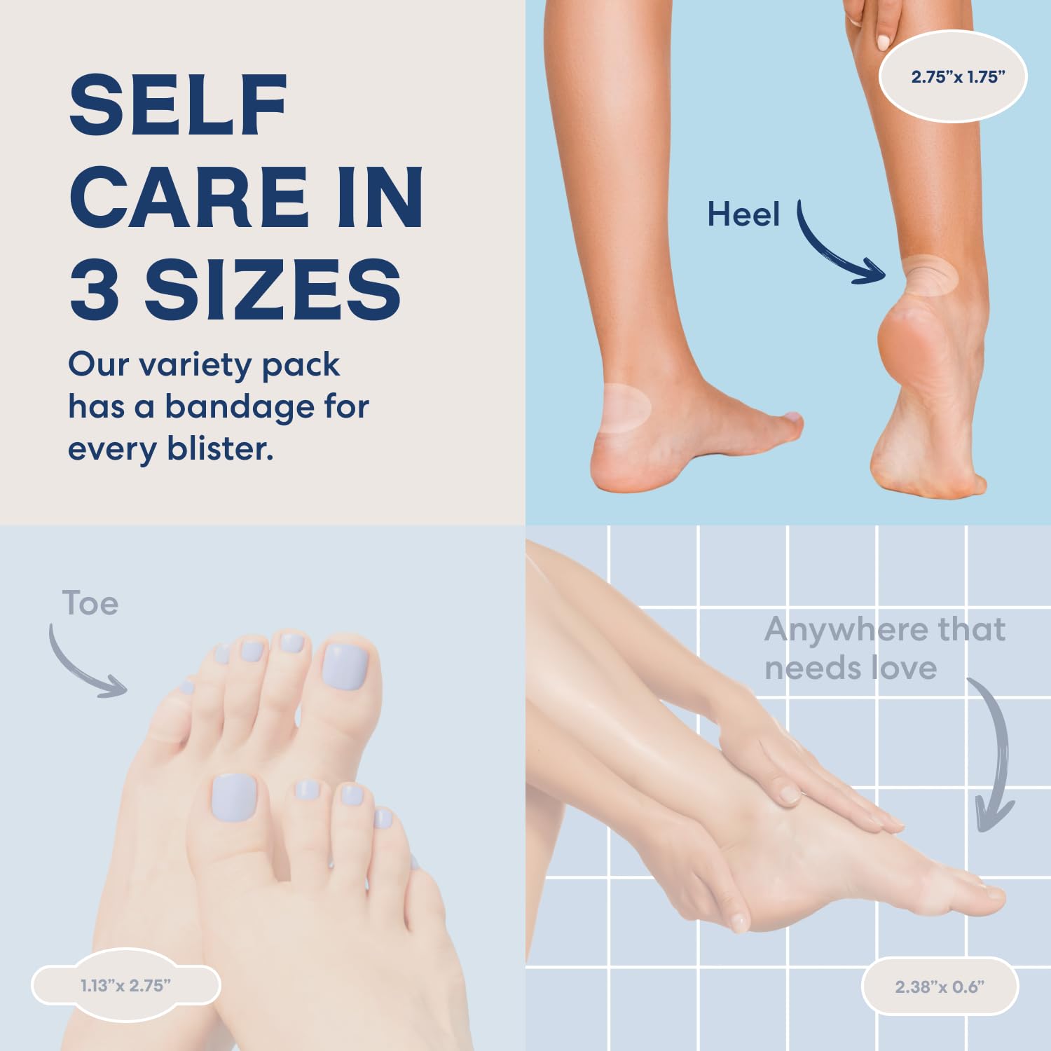 Dr. Frederick's Original Better Blister Bandages - 10 ct - Water-Resistant - 40% More Cushioning - Hydrocolloid Pads for Foot & Heel Protection & Recovery - Blister Relief Pads - Heel Pack