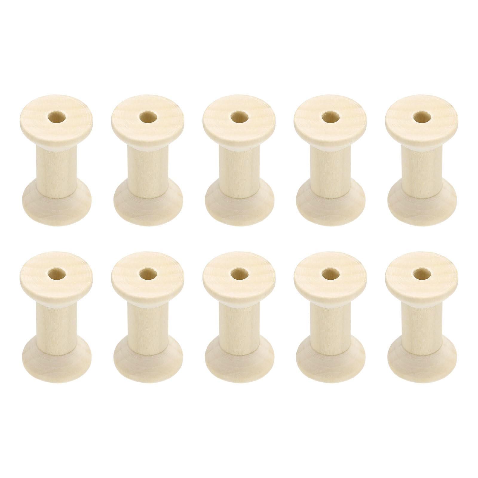 Photo 1 of uxcell 25Pcs Wooden Bobbins, 1.18" x 1.89"(WxH) Unfinished Wooden Spools Wire Weaving Bobbins Empty Thread Spools for Crafts DIY Art Embroidery Sewing Thread Twine, Wood Color
