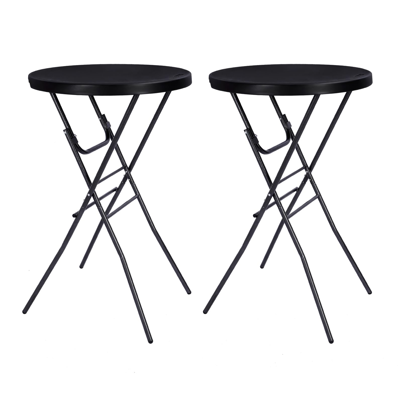 Photo 1 of Byliable Cocktail Table 28in Folding Round High Top Indoor Outdoor with Removable Legs, Tall Bistro Foldable Bar Height Table for Parties, Patio, Backyard, Dining Room, Events, Black- 2PCS