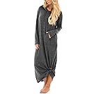 MIROL Women's Long Sleeve Solid Color Side Split Hoodie Maxi Dress with Pockets