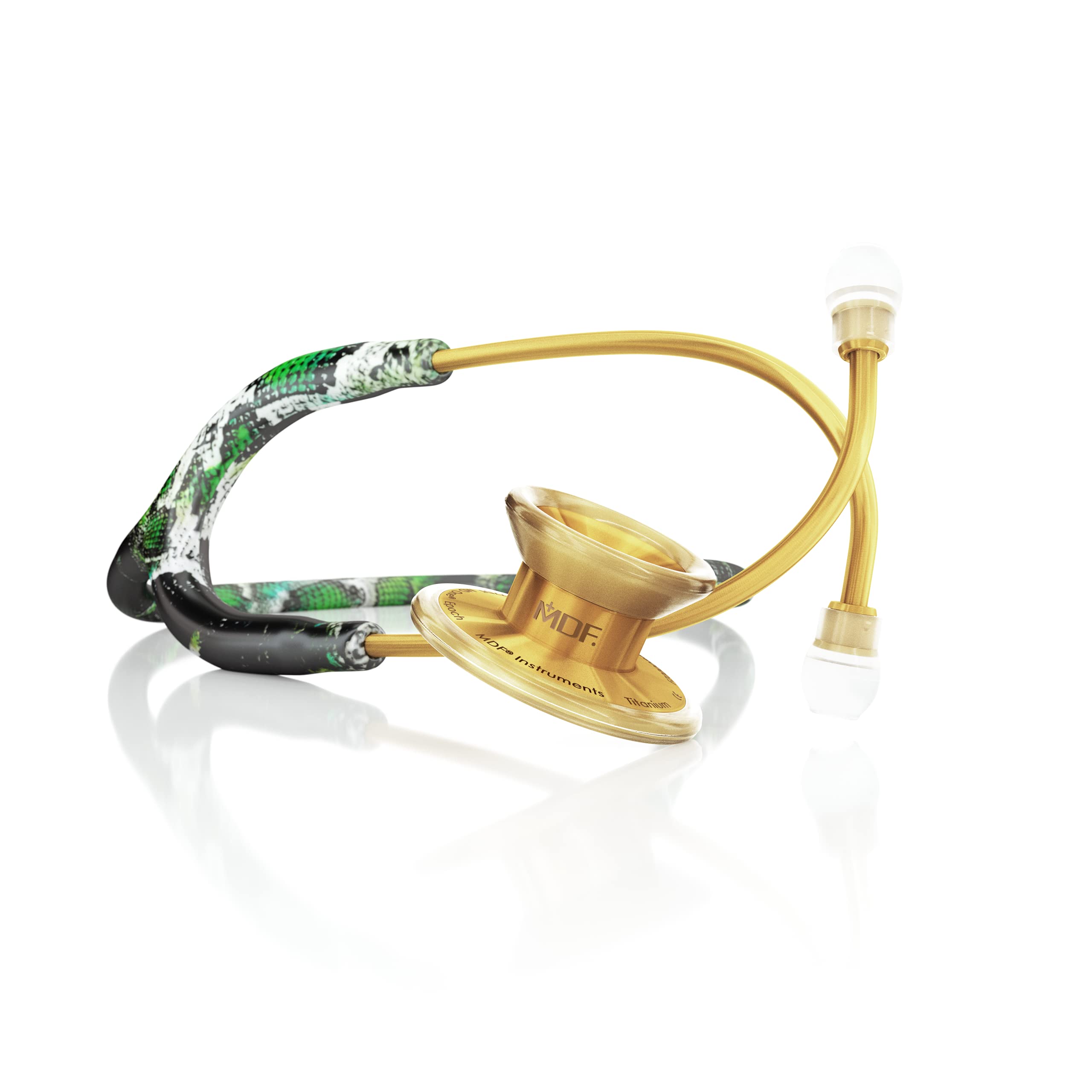 MDF Instruments, MD One Epoch Lightweight Titanium Stethoscope, Adult, LoSace Tube, Gold Chestpieces-Headset, MDF777TLSK