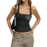 EasyGala Womens Padded Double Lined Tank Tops Racerback Square Neck Built in Bra Tops Sleeveless Fitted Summer Clothes
