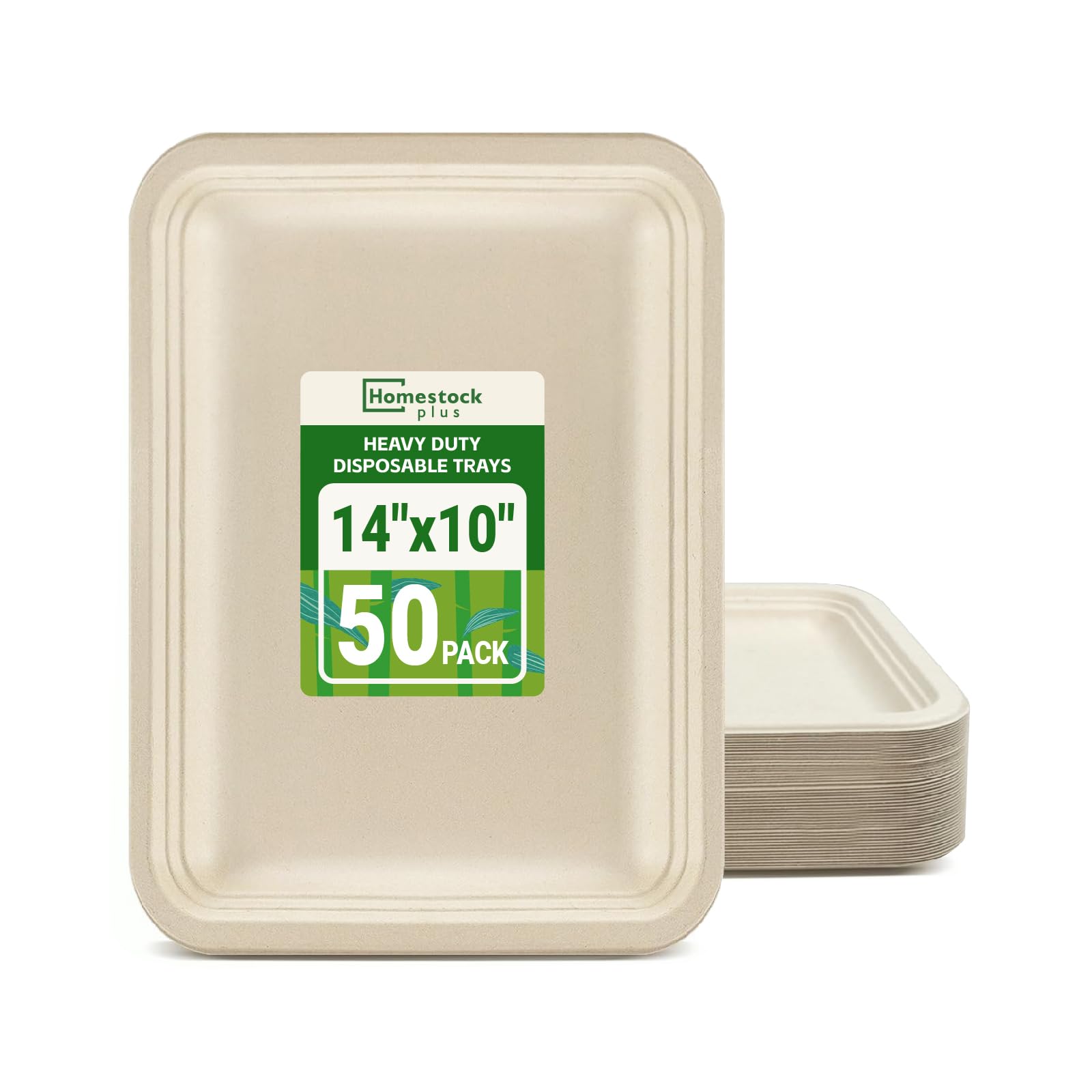 Photo 1 of Disposable Plates 14 Inch Paper Tray -50 Pack Disposable Food Trays - Heavy Duty Large Paper Plates Compostable Sugarcane Platters Trays for Crawfish, Lobster, BBQ, Parties & Holiday FeastsTP