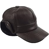 Sandy Ting Winter Leather Baseball Cap Earflap Fitted Hats Men Soft Hunting Hat