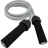 Weighted Jump Rope Workout (1LB) - Tangle-Free Ball Bearing Speed Skipping Rope for MMA Boxing Weight-loss Crossfit Fitness Home Exercise - Adjustable Rope Foam Handles for Men Women Cardio Training