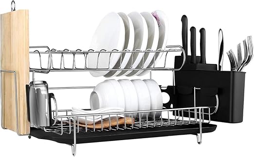 Amazon Com E Gtong 2 Tier Dish Rack Stainless Steel Dish