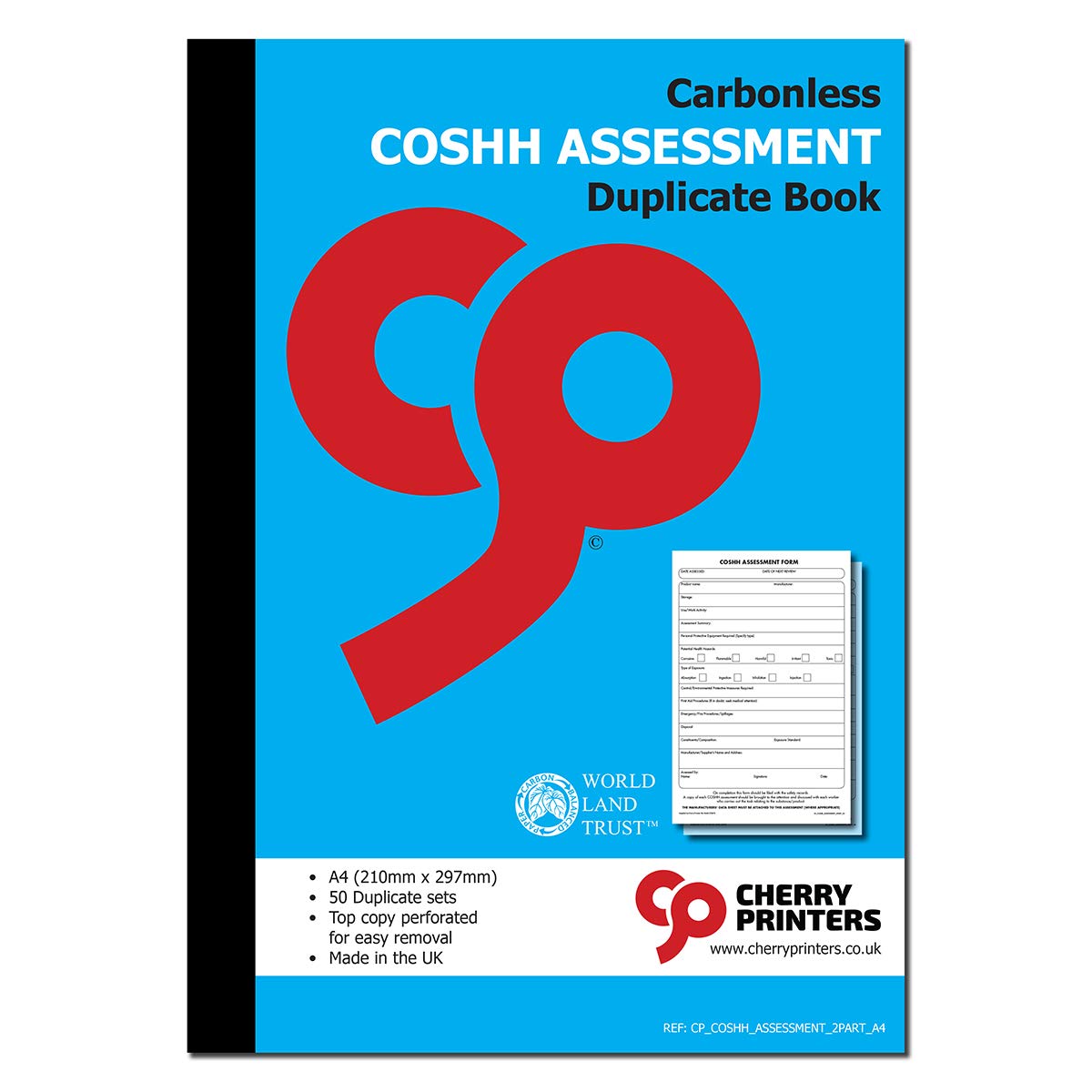 Cherry Printers Carbonless COSHH Assessment NCR Duplicate Book A4 50 Sets