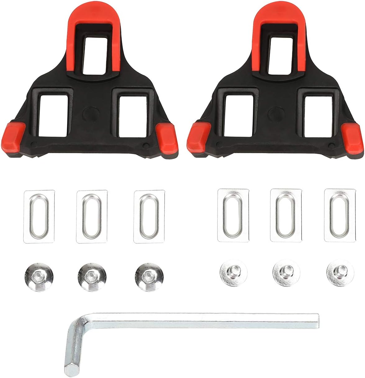 beststar Bike Cleats - Self-locking Cycling Pedals Cleat - Indoor Cycling & Road Bike Bicycle Cleat Set, Compatible with Shimano&Look Shoes #81539 (Red)