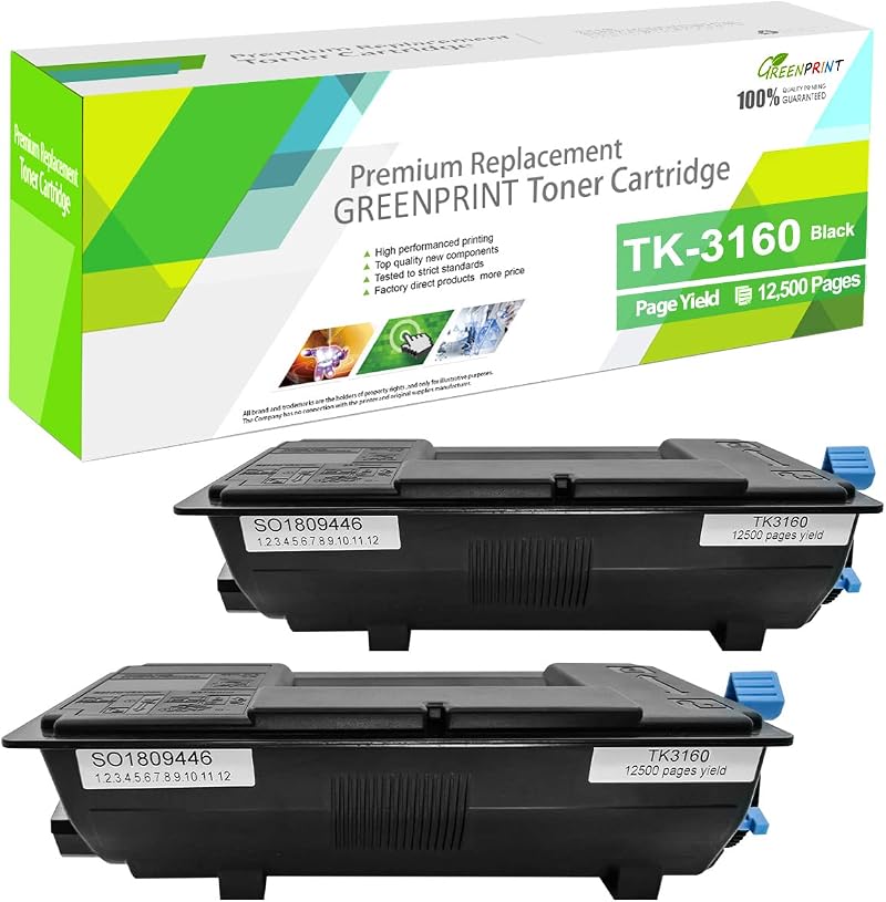 Toner Cartridge TK-3160K TK3160 2 Pack Black 12500 Pages Kyocera