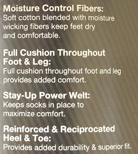 Dickies Men's 4 Pack Split Rib Moisture Control Crew Socks,Navy,Sock Size:10-13/Shoe Size: 6-12 Regular