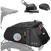 Danuosie Insulated Rear Bike Rack Bag with Rain Cover, 10L Waterproof Backpack Shoulder Saddle bag for Bicycles, Reflective Cycling Seat Storage Bag for Warm or Cold Items for Camping Travel Outdoor