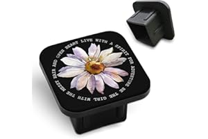 Tnomchey Daisy Travel Towing Hitch Plug Covers White Daisy Flower Floral Chamomile Pure Love On Black Background Hitch Tube Cover 2 Inch Square Hitch Box Cover Trailer Hitch Cap for Trucks SUV Cars
