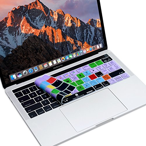 XSKN Adobe Lightroom Shortcut English Silicone Keyboard Skin Cover for 2016 Touch Bar MacBook Pro 13 (A1706) & MacBook Pro 15 (A1707), US EU Layout
