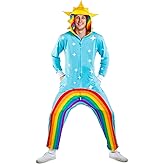 Tipsy Elves Funny Rainbows Men's Halloween Costume - Hilarious Multicolored Rainbow Power Stance Jumpsuit for Men