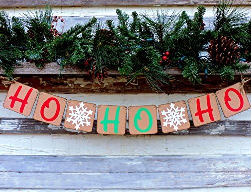 Ho Ho Ho Christmas Banner, Christmas Decor, Christmas Mantle, Country Christmas