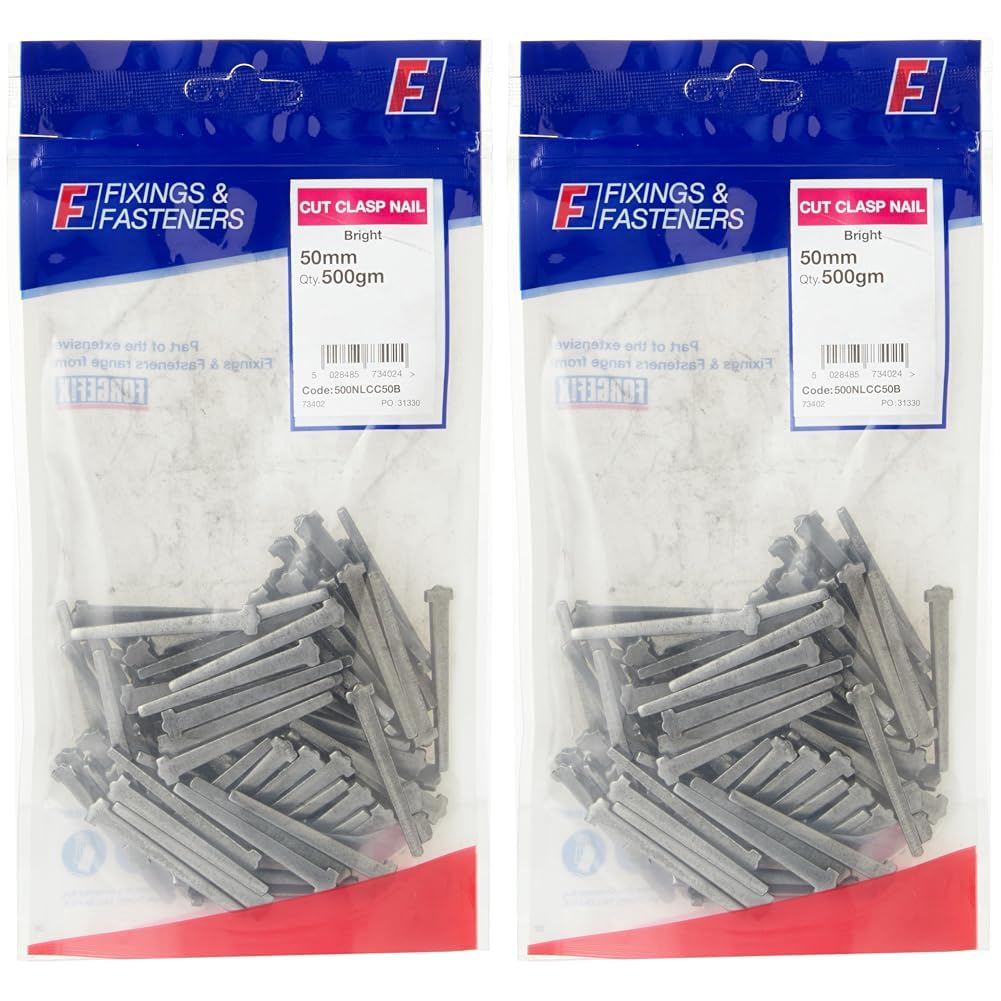 ForgeFix Cut Clasp Nails | 50mm | Bright | Bag 500gm (Pack of 2)