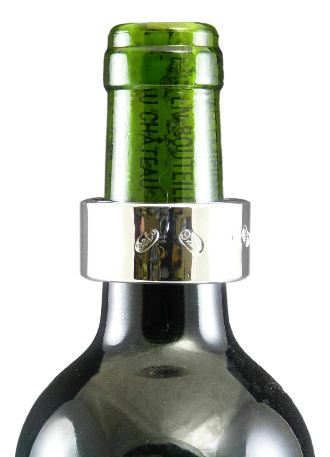 New Sterling Silver Wine Bottle DRIP Collar Boxed