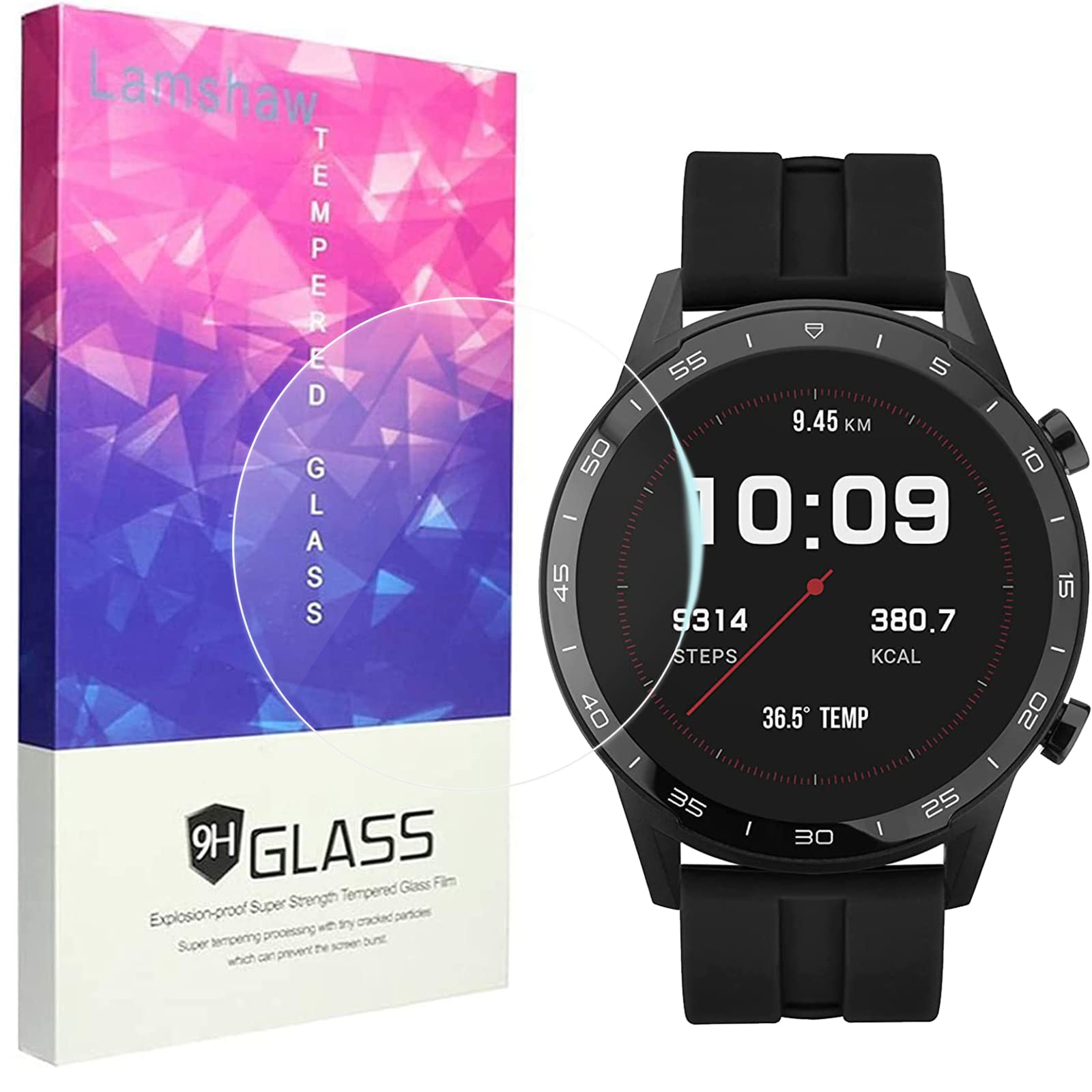 Sekonda 45mm Smart Watch Screen Protector, 3-Pack 9H Tempered Glass Film
