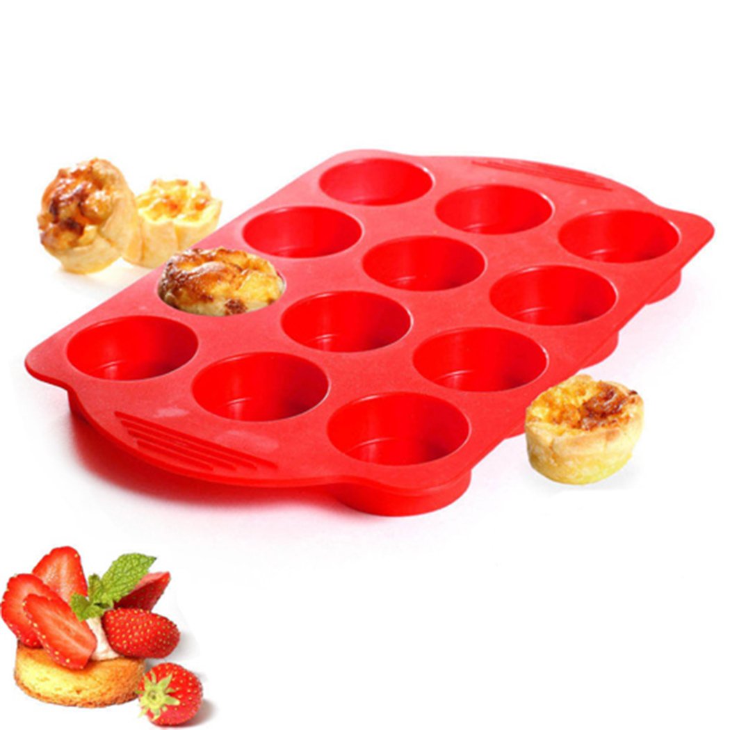 Nupico Silicone Muffin & Cupcake Baking Pan, Bakeware, Non Stick & Quick Release Coating Baking Cups, Cake Molds with 12 Cup