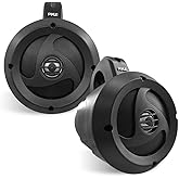 2-Way Waterproof Bluetooth Off-Road Speakers - 4 inch 900W Active Passive Marine Grade Wakeboard Tower Speakers System w/AUX, Full Range Outdoor Stereo Speaker for ATV/UTV Jeep Boat - Pyle PLUTV40BTA