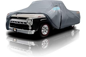 DOZENTRO Ford F-100 Truck Cover Custom Fit 1953-1983 Regular/Extended/Crew Cab Short Bed(6.4'-8.5') with Door Zipper, 10 Layers Outdoor Pickup Truck Cover Waterproof All Weather, Wind Dust Sun Protector.