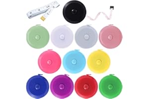 BUSHIBU Measuring Tape Retractable, 60 Inch Soft Fabric Tape Measure for Body, Push Button Sewing Measurement Tape for Cloth Waist(12 Pack)