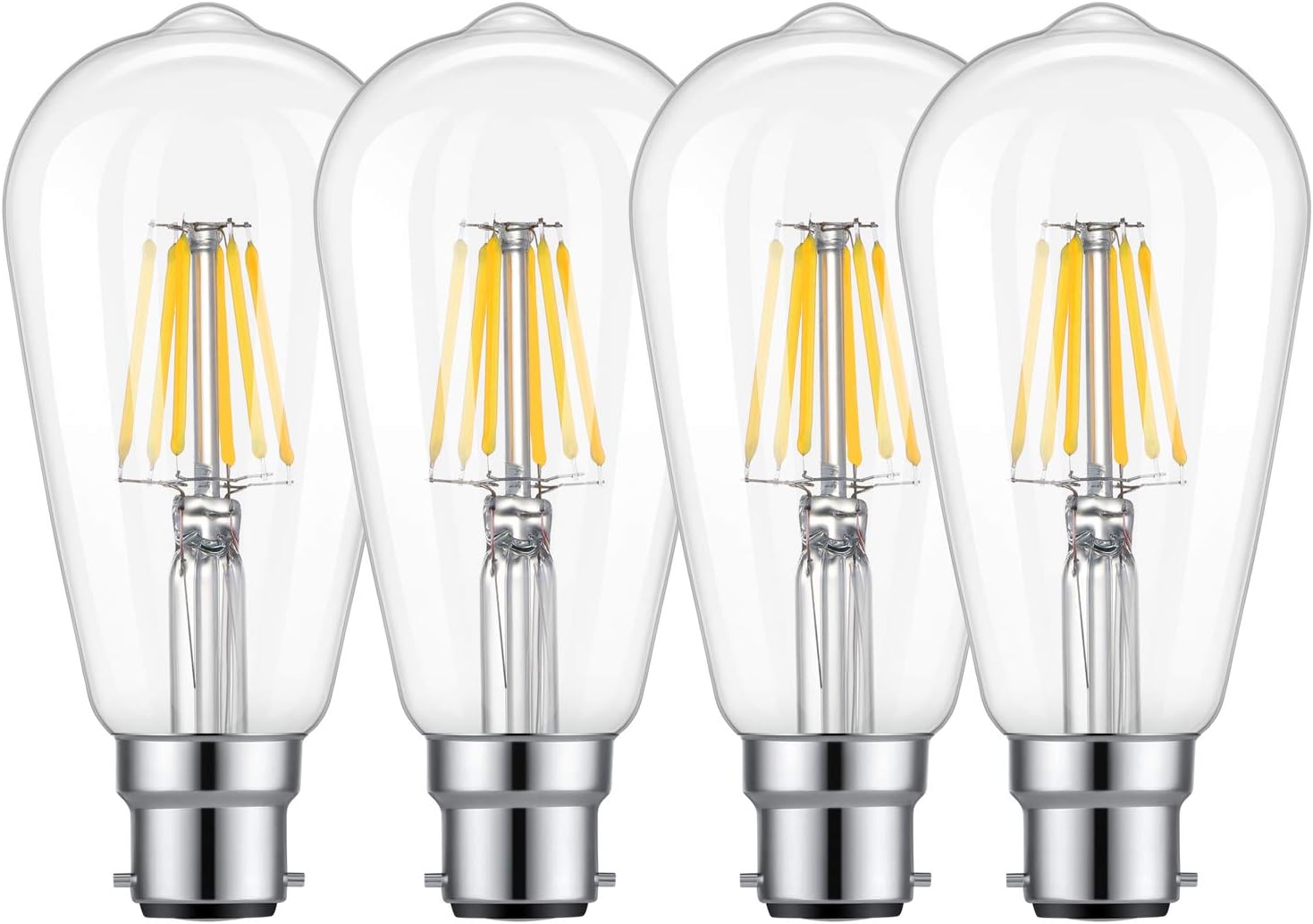 Kohree 6W 60W ST64 LED Filament Vintage Light Bulb B22 Bayonet Cap