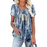 Women's Summer Short Sleeve Tunic Plus size ladies shirts Floral Blouse Loose Flowy Tops for Leggings M-4XL