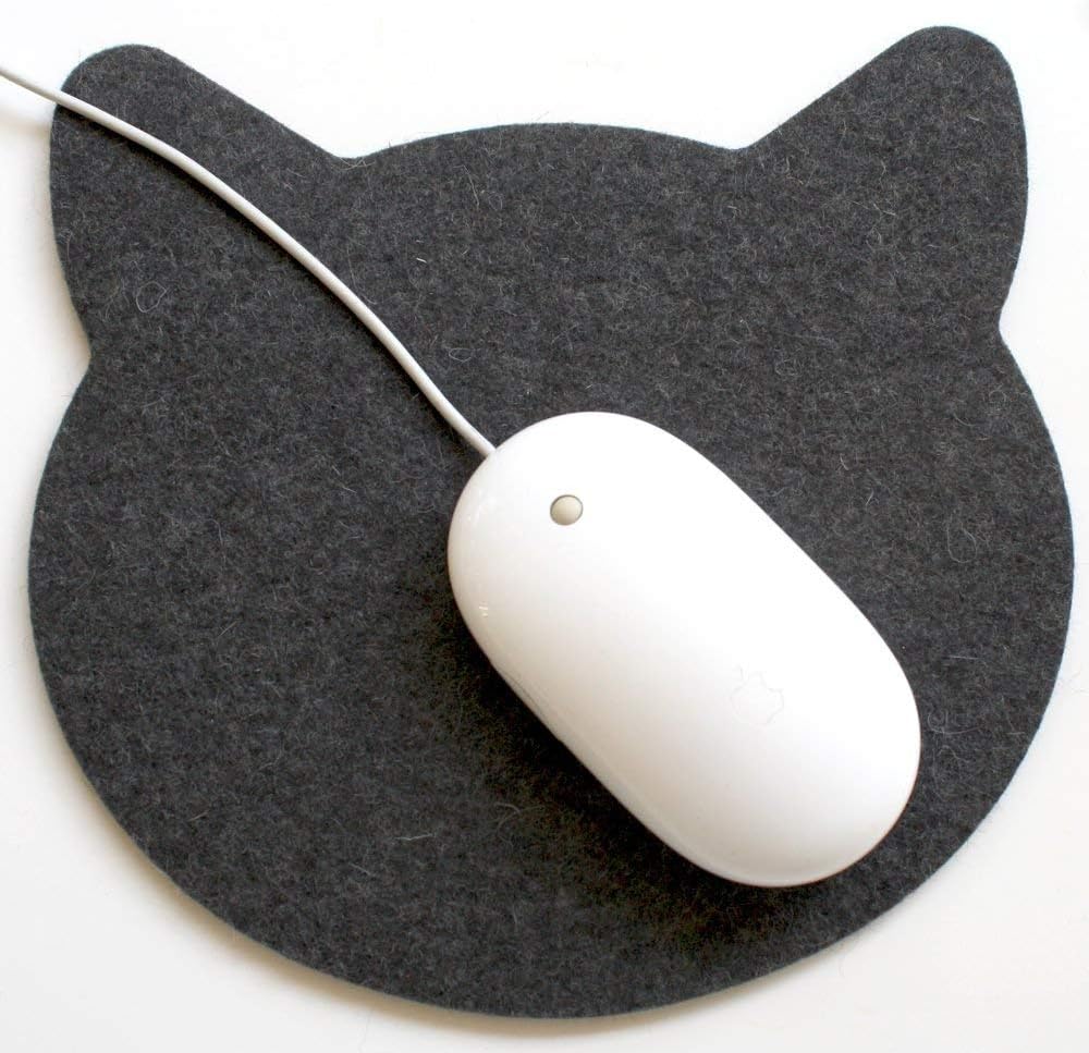 Merino Wool Felt Cat Head Mouse Pad