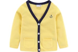 Mud Kingdom Boys Cardigan Sweater Cotton Knit V-Neck Outerwear 2-8 Years Embroidered Casual Jacket