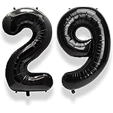 AULE 40 Inch Large 29 Number Balloons Black, Big Foil Number Balloons, Giant Helium Happy 29th Birthday Party Decorations for Man and Women, Huge Mylar Anniversary Party Supplies