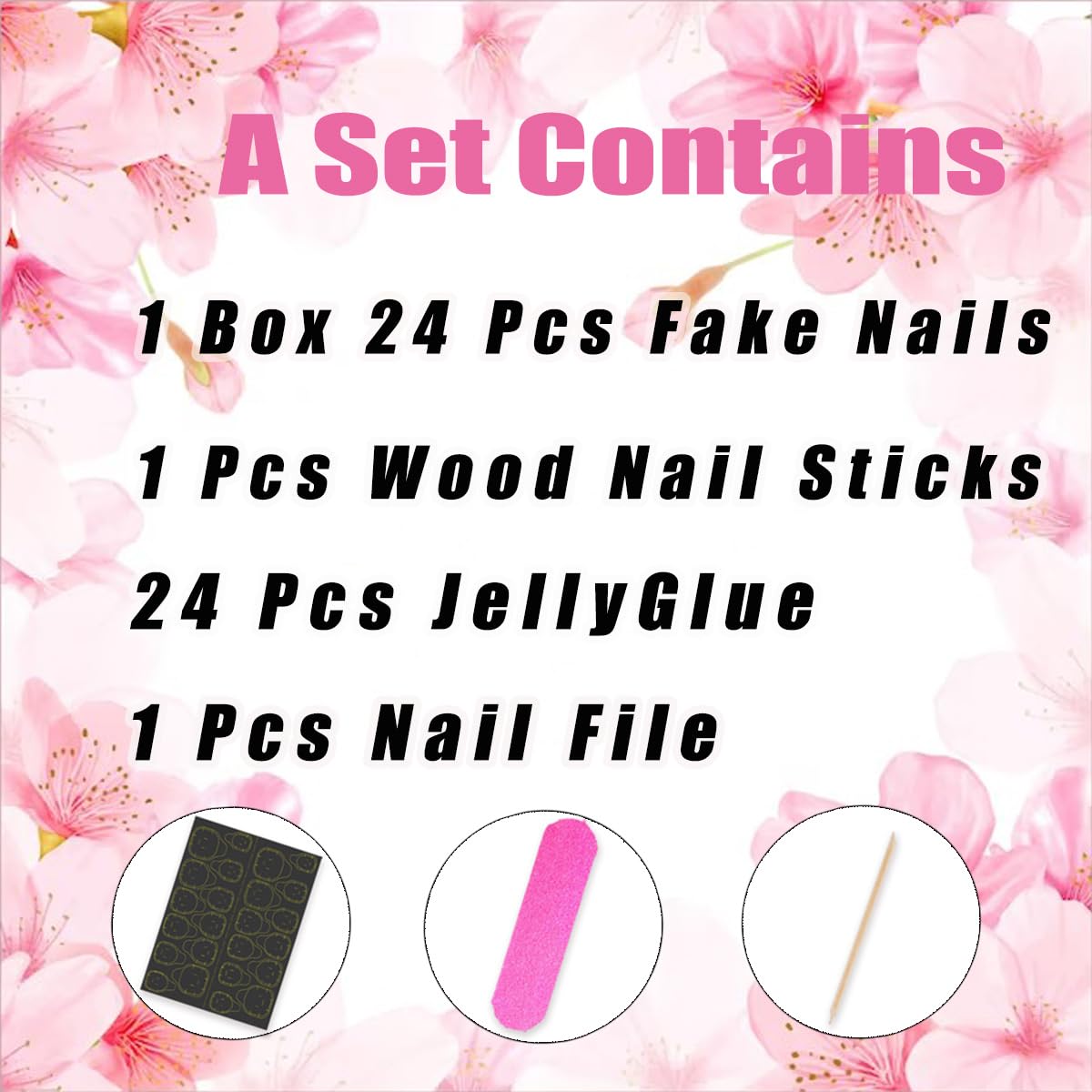 Pink Press on Nails Short Square Fake Nails White French Tip Full Cover Glue on Nails Solid Color Glossy Nude Pink Designs Cute False Nails Stick on Nails for Women Girls Acrylic Manicure Salon 24Pcs - Image 6