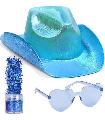 9466 Holographic Cowboy Hat - Adult, Light Blue Eva Foam - Cowboy Hats Zodaca Holographic Cowboy Hat - Adult, Light Blue EVA Foam  main image 3