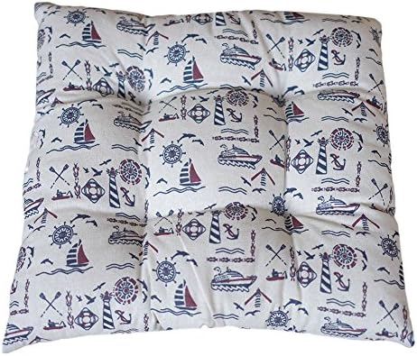 XQL Linen &amp; Cotton Simple Cartoon Printing Chair Cushion Nautical Chart 14.2*14.2 inch