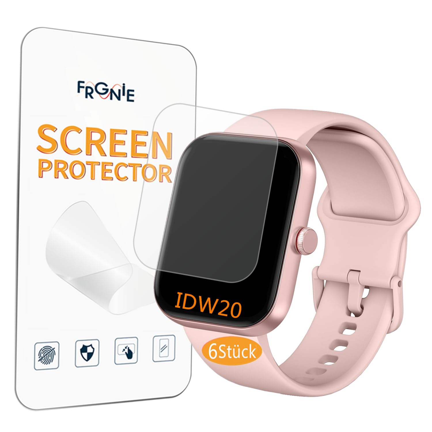 Frgnie Screen Protector Compatible with Fitpolo IDW20 Smartwatch (Pack of 6) Flexible TPU, Compatible with Yoever, TOOBUR 1.91 Inch Fitness Watch, Case Bubble-Free Screen Protector