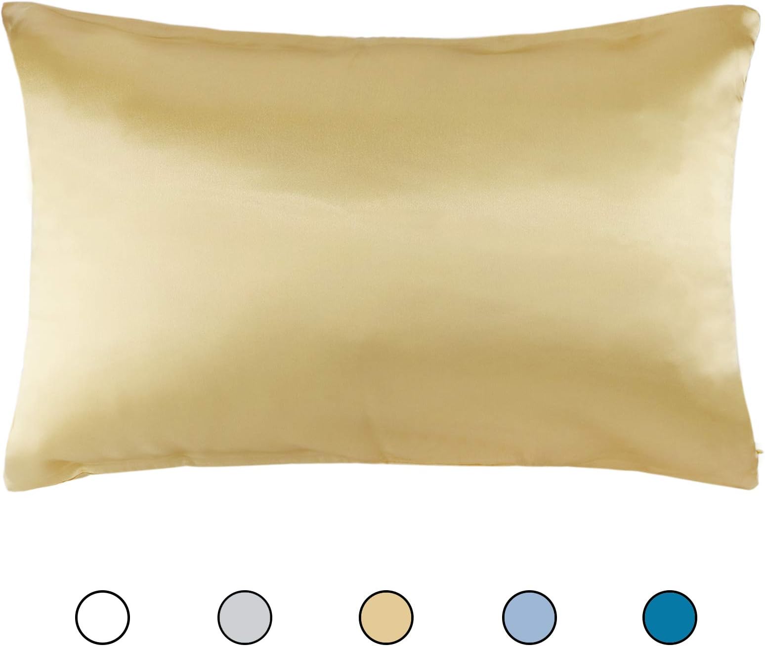 Hodeco 100% Nature Silk Pillowcase Champagne Double Side 19 Momme Thick Silk Pillow Case for Bed Mulberry Silk Pillow Cover 20x30 Inches Gold 51x76cm Pillow Cover, Queen 1 Piece