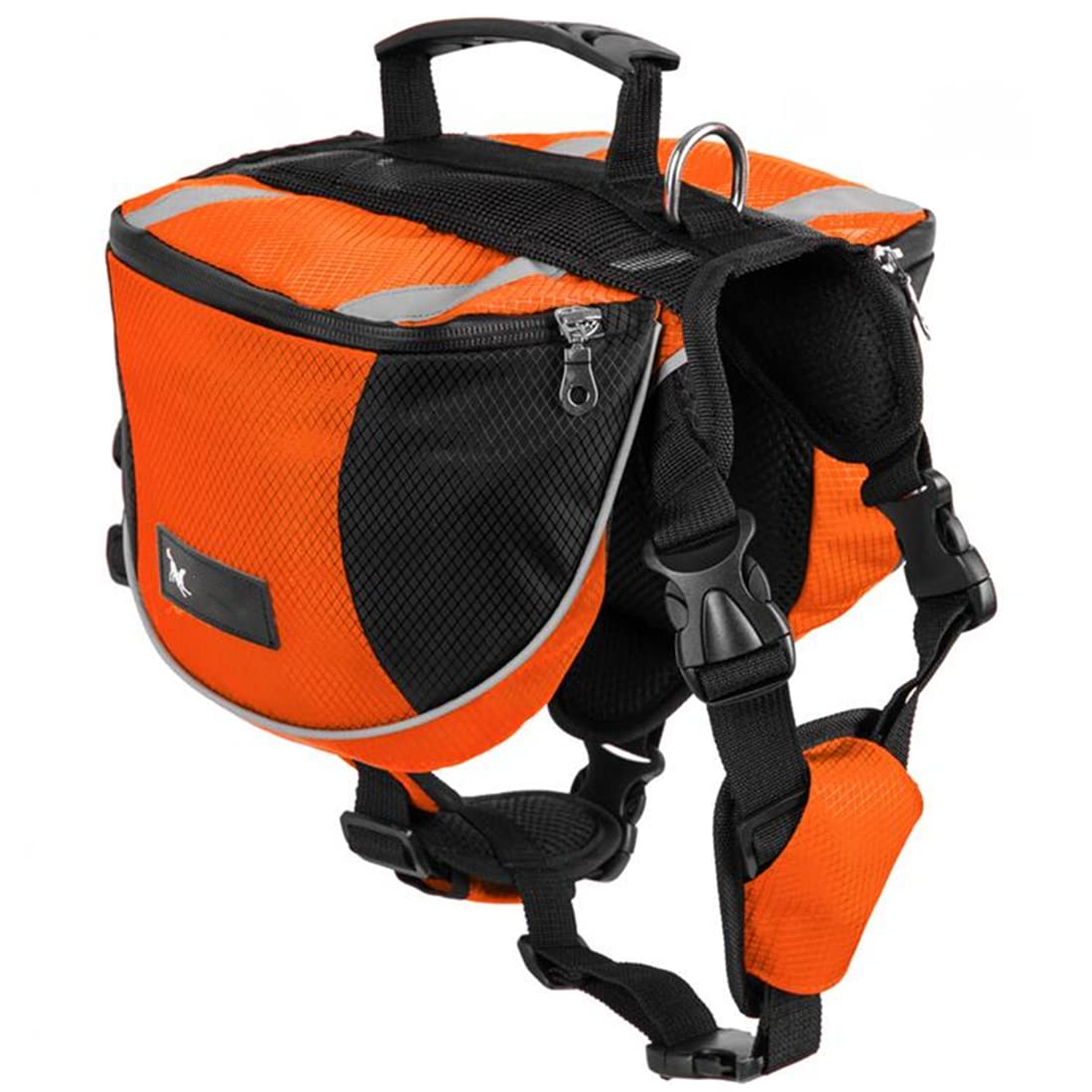 Sacoche de Selle Sac à Dos pour Chien Moyens & Grands, Harnasi Veste Gilet Imperméable Réglable Grande pour Voyage Entraînement Harnais Réfléchissant avec Poignée (Orange, M (Chien 18kg - 28kg))