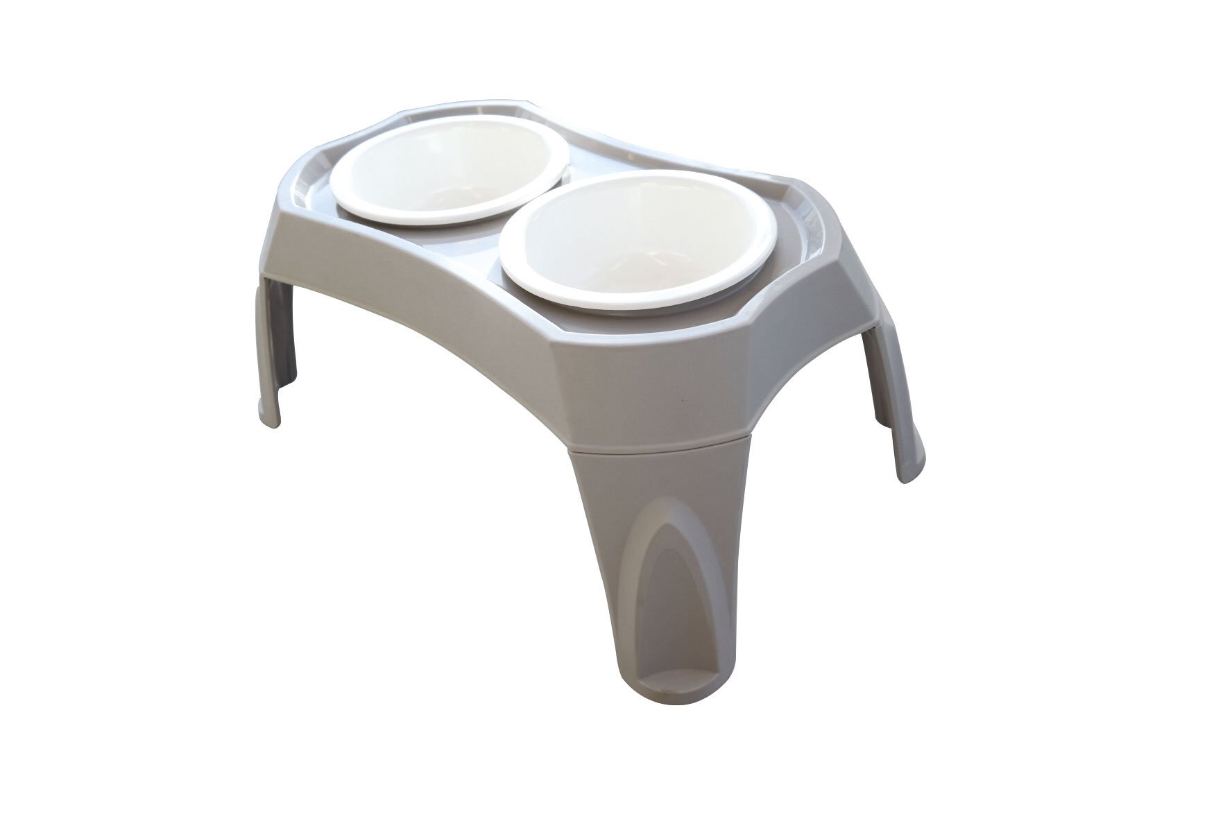 MPETS COMBI Double Bowl White with support for Dogs 2 x 350 ml Grey Size S