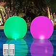 HORAVA Floating Pool Lights with Timer Remote(RF), 16inch Inflatable Waterproof RGB 16 Colors LED Glow Ball Lights,Pool Acces