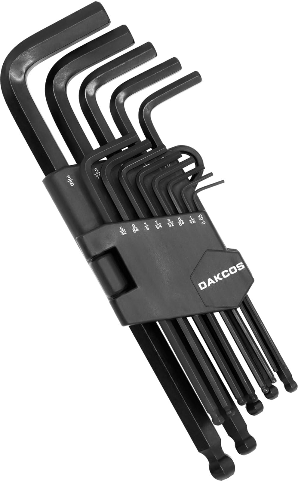 DAKCOS Hex Key Set, 13 Piece Allen Wrench Hex Key Set, Imperial Ball End Allen Key Set 0.05"-3/8", L-Key Set for Bike, Household DIY, Black