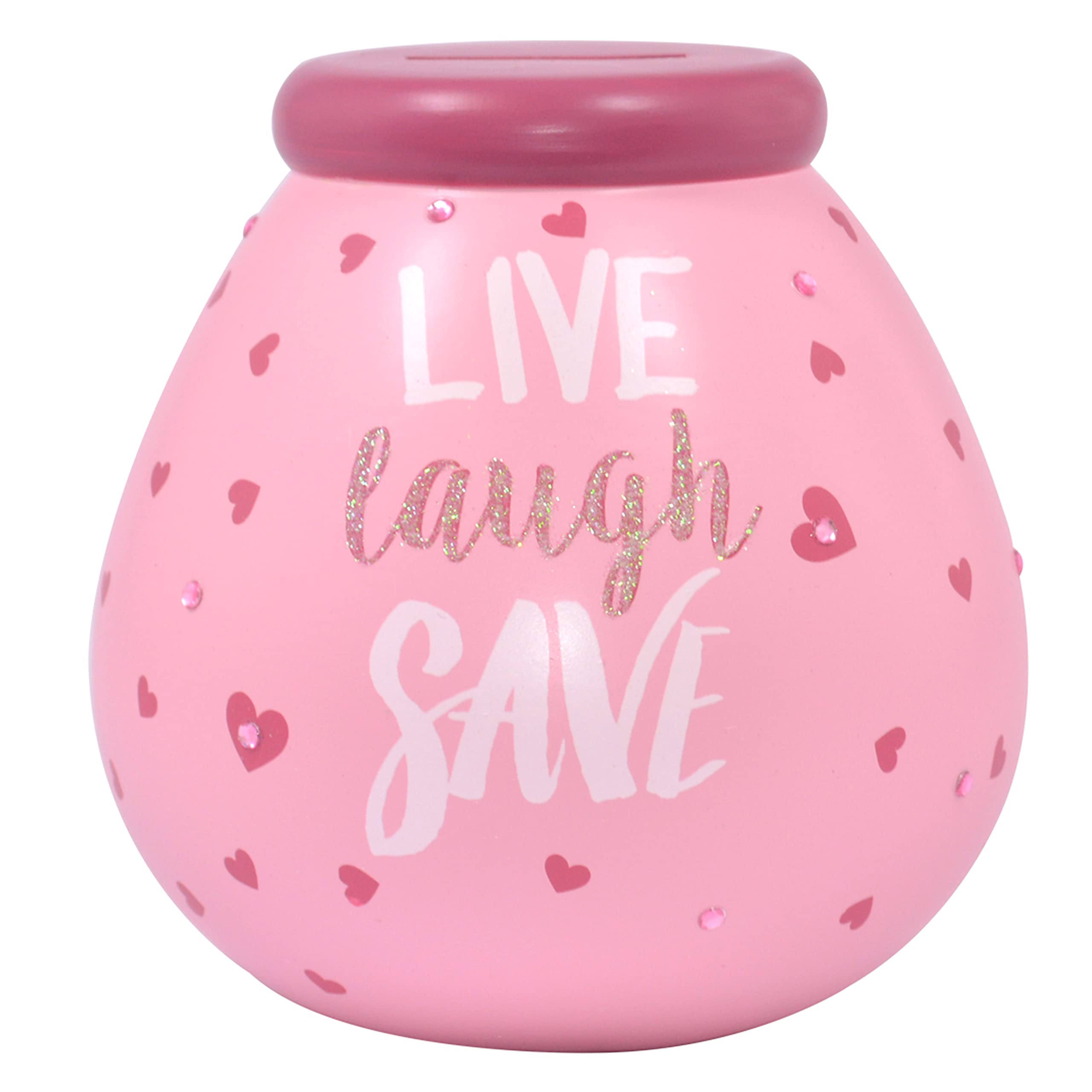 Pot of Dreams Money Box Live Laugh Save Hand Painted & Handcrafted Save & Smash Ceramic Pot Eco Friendly & Recyclable Piggy Bank One Size Pink Color Piggy Bank Pack of One