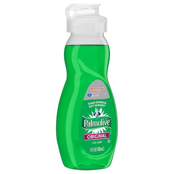 PALMOLIVE DISHWASHING LIQUID, TRAVEL DISH SOAP, ORIGINAL SCENT, GREEN, 3 FLUID OUNCE BOTTLE (CASE OF 72) – TOTAL OF 216 FLUID OUNCES – DISHWASHING LIQUID – KITCHEN SOAP & CLEANING SUPPLIES