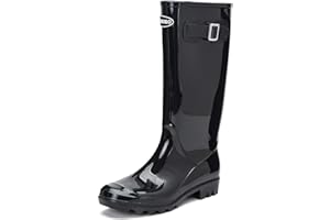 DKSUKO Women's Tall Rain Boots Garden Boots Waterproof Wellington Rubber Boots